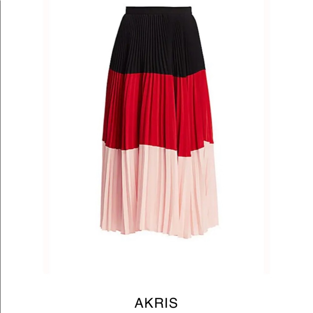 Akris Punto Colorblock Plissé Pleated Midi Skirt Sz 2 $995
